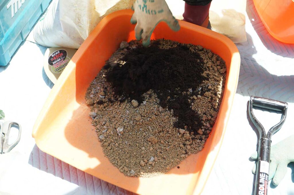 植木の植え付け方 真砂土と腐葉土